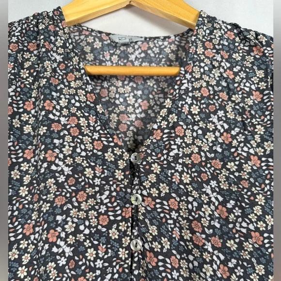 Rails Kiki Mini Dress Black Floral Tie Waist Ruffle Hem Prairie Cottagecore S - Picture 4 of 16